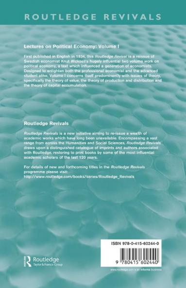 Lectures on Political Economy (Routledge Revivals)
