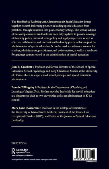 HANDBOOK OF LEADERSHIP AND ADMINISTRATION FOR SPECIAL EDUCATION