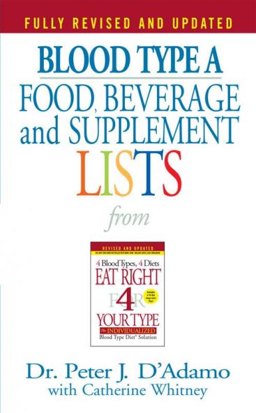 Blood Type A Food Beverage and Supplement Lists