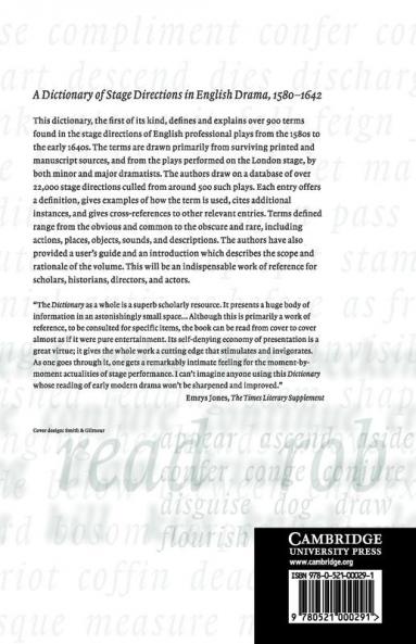 A Dictionary of Stage Directions in English Drama 1580-1642