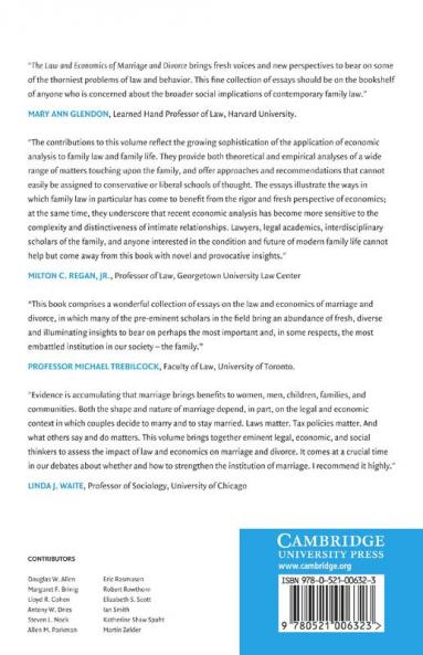 The Law and Economics of Marriage and Divorce