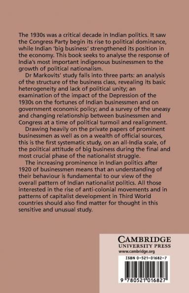 Indian Business and Nationalist Politics 1931 39