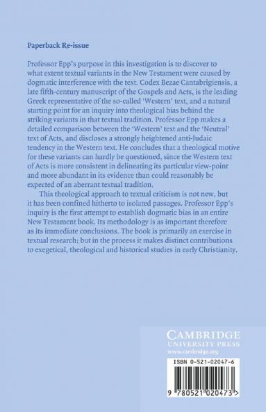 The Theological Tendency of Codex Bezae Cantebrigiensis in Acts