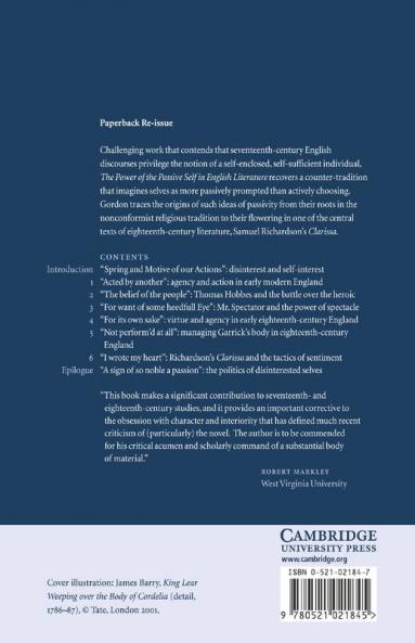 The Power of the Passive Self in English Literature 1640 1770