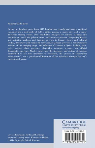 Literature and Culture in Early Modern London