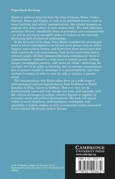 The Historical Anthropology of Early Modern Italy