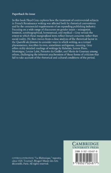 Gender Rhetoric and Print Culture in French Renaissance Writing