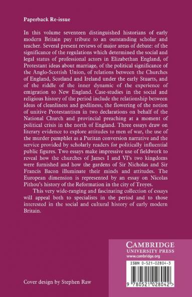 Religion Culture and Society in Early Modern Britain