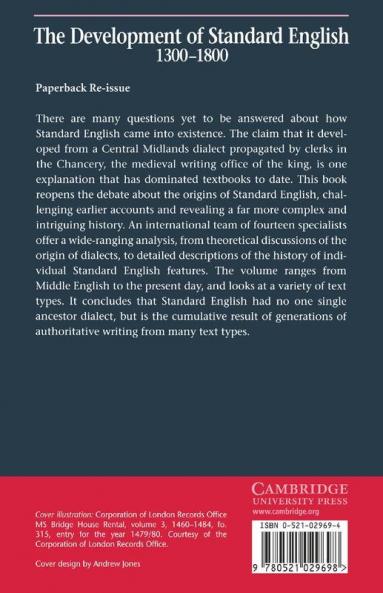 The Development of Standard English 1300 1800