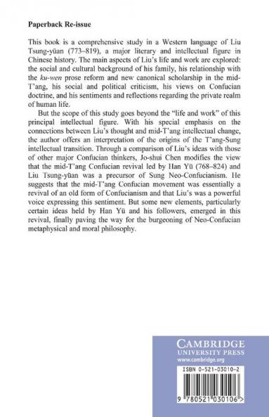 Liu Tsung-Yuan and Intellectual Change in T'Ang China 773 819