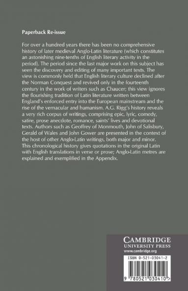 A History of Anglo-Latin Literature 1066 1422