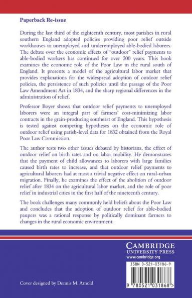 An Economic History of the English Poor Law 1750 1850