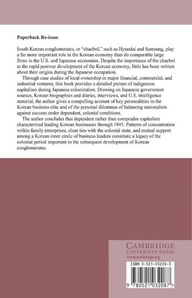 The Colonial Origins of Korean Enterprise