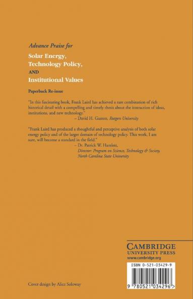Solar Energy Technology Policy and Institutional Values