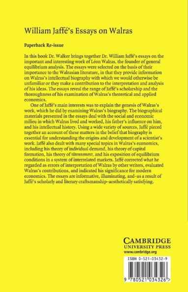 William Jaffe's Essays on Walras