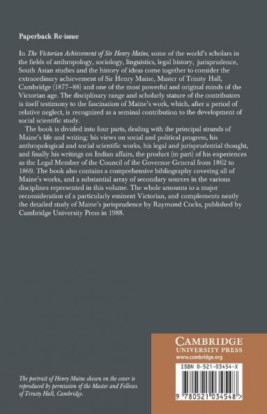 The Victorian Achievement of Sir Henry Maine