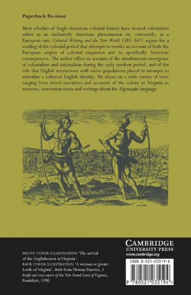 Colonial Writing and the New World 1583 1671