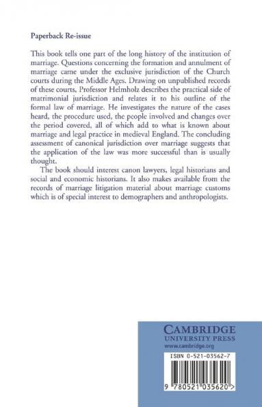 Marriage Litigation in Medieval England
