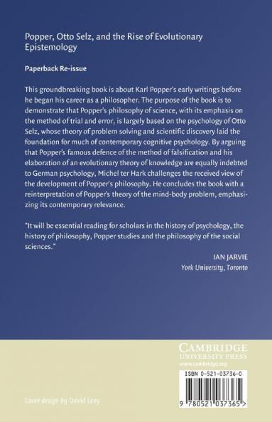 Popper Otto Selz and the Rise of Evolutionary Epistemology