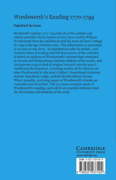 Wordsworth's Reading 1770 1799