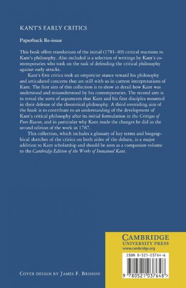 Kant's Early Critics