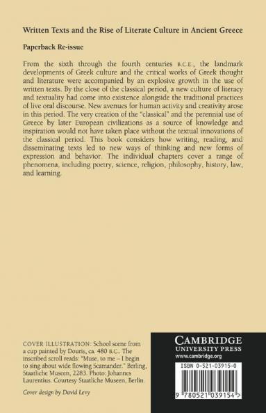 Written Texts and the Rise of Literate Culture in Ancient Greece