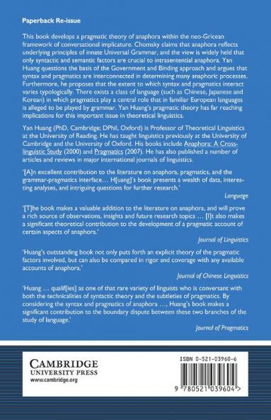 The Syntax and Pragmatics of Anaphora