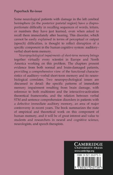 Neuropsychological Impairments of Short-Term Memory