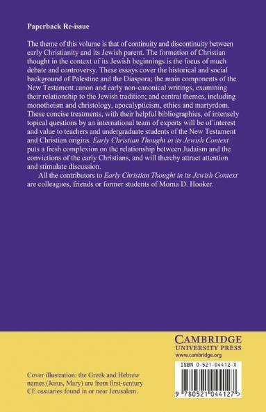 Early Christian Thought in Its Jewish Context