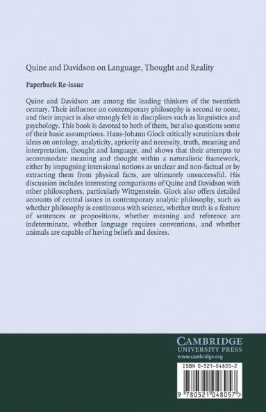 Quine and Davidson on Language Thought and Reality