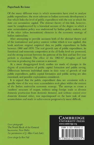 Public Expenditure and Indian Development Policy 1960 70
