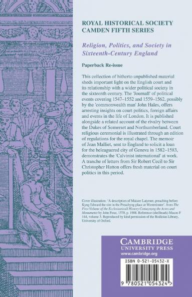 Religion Politics and Society in Sixteenth-Century England