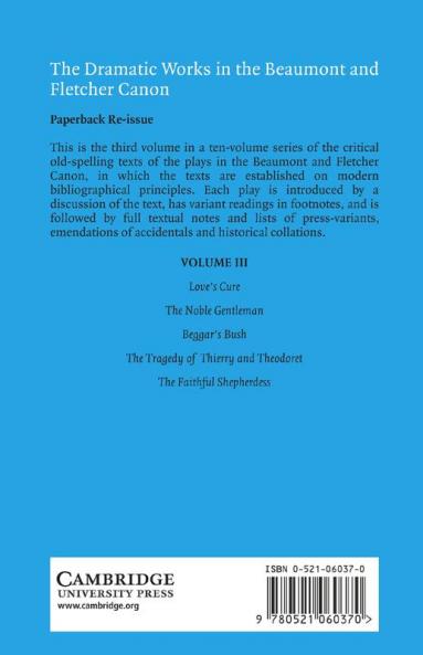 The Dramatic Works in the Beaumont and Fletcher Canon