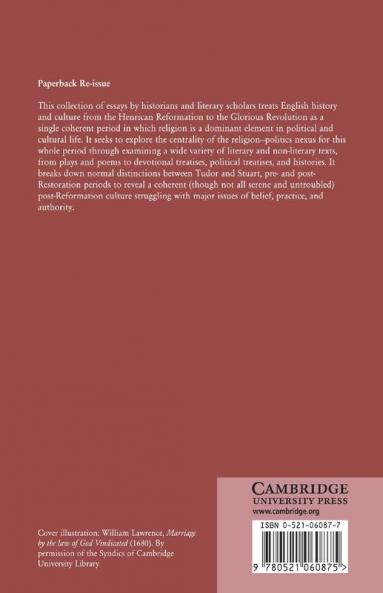 Religion Literature and Politics in Post-Reformation England 1540 1688