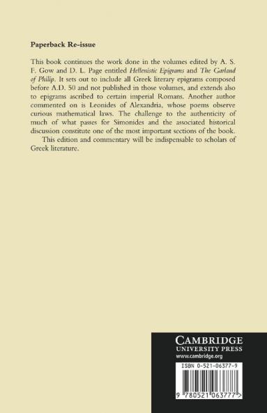 Further Greek Epigrams