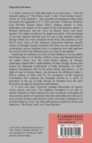 T. S. Eliot and Indic Traditions