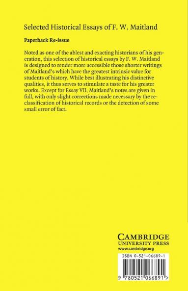 Selected Historical Essays of F. W. Maitland