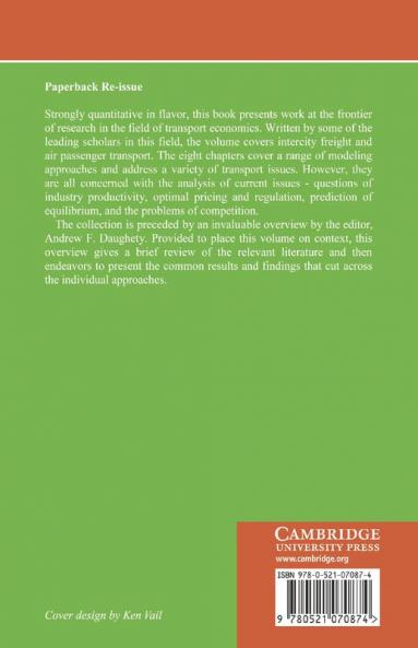 Analytical Studies in Transport Economics