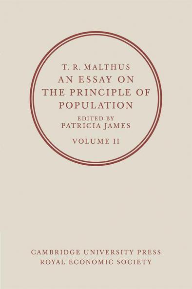 T. R. Malthus an Essay on the Principle of Population