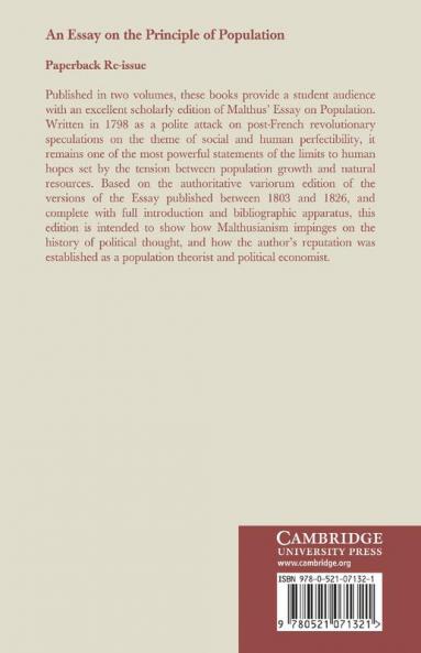 T. R. Malthus an Essay on the Principle of Population