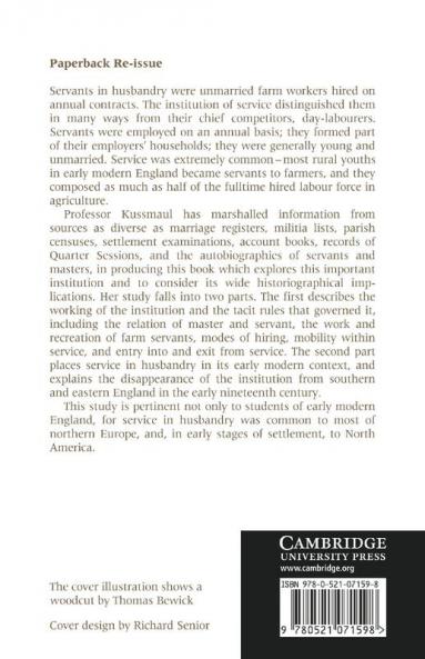 Servants in Husbandry in Early Modern England