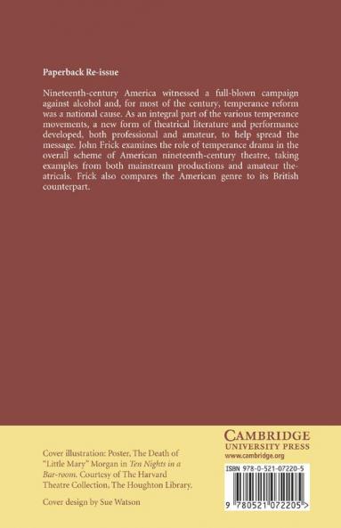 Theatre Culture and Temperance Reform in Nineteenth-Century America