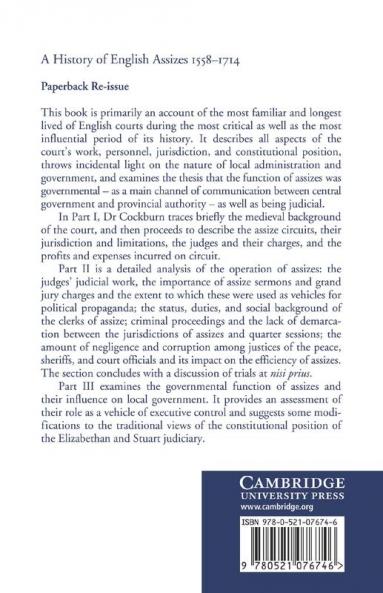 A History of English Assizes 1558 1714