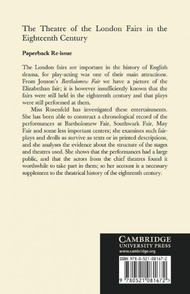 The Theatre of the London Fairs in the Eighteenth Century