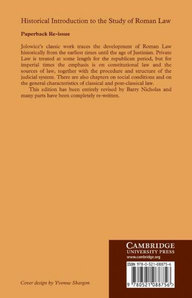 A Historical Introduction to the Study of Roman Law