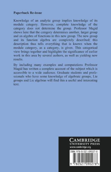 Module Categories of Analytic Groups