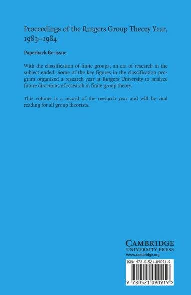 Proceedings of the Rutgers Group Theory Year 1983 1984