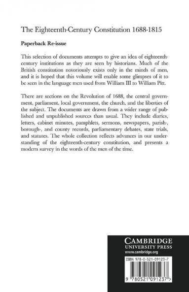 The Eighteenth-Century Constitution 1688-1815