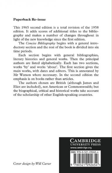 The Concise Cambridge Bibliography of English Literature 1600 1950