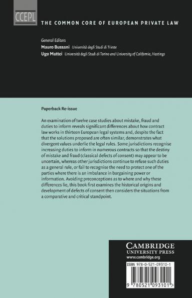 Mistake Fraud and Duties to Inform in European Contract Law